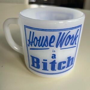 Vintage White and Blue Coffee Mug - Housework is a B*tch